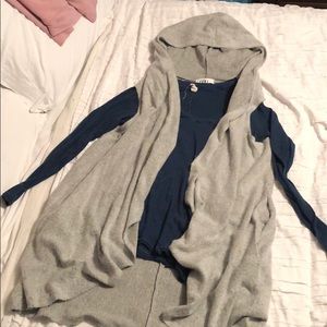 Grey, long length vest
